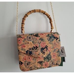 Haute Hippie Floral Cork Lightweight Handbag Crossbody Fall Colors Small NWT